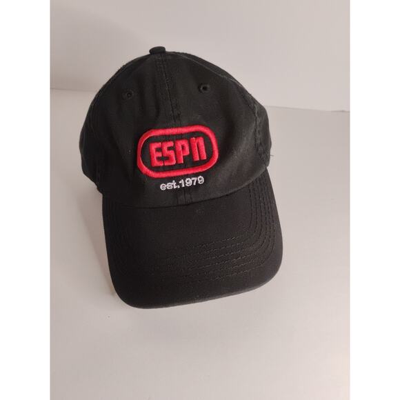 Vintage ESPN Sports Center Black Baseball Hat Cap Strap Back Est 1979 Logo - Picture 1 of 6